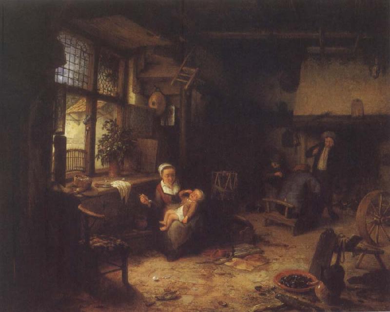 Adriaen van ostade Interior with Peasants Sweden oil painting art